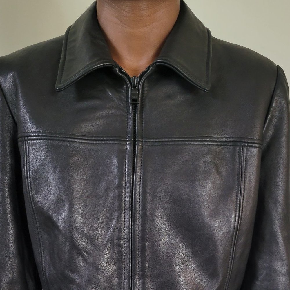 Vintage Marc New York Women's Classic Jet Black Leather Jacket - Full Zipper